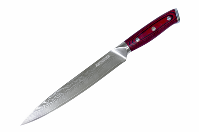 KATFINGER | Damaškový nůž na maso 8" (20cm) | červený | KF203