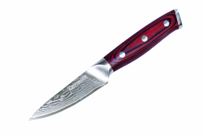 KATFINGER | Damaškový nůž na zeleninu 3,5" (8,9cm) | červený | KF207