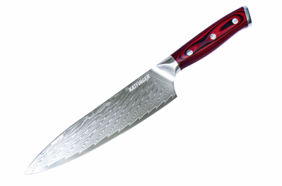  KATFINGER | Damaškový nůž šéfkuchaře 8" (20cm) | červený | KF201L