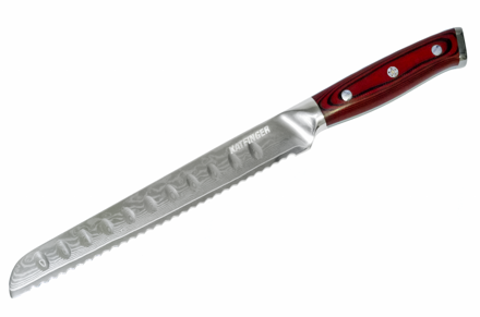 KATFINGER | Damaškový nůž na pečivo 8" (20cm) | červený | KF204