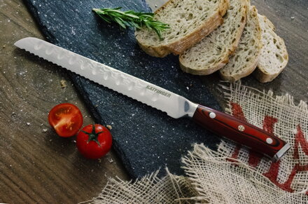 KATFINGER | Damaškový nůž na pečivo 8" (20cm) | červený | KF204