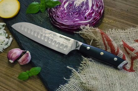 KATFINGER | Damaškový nůž Santoku 7" (17,8cm) | černý | KF102